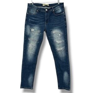 Refinery Republic Slim Distressed Jeans 34x32 Faded Y2K Grunge Streetwear